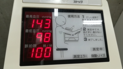 血圧測定の結果、高血圧